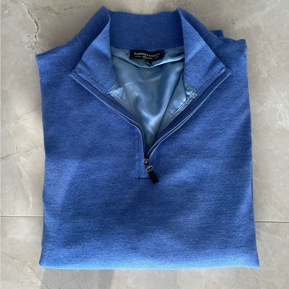 Fairway & Greene Men’s Sweater Size Large Color Medium Blue 1/4 Zip Pullover - Picture 2 of 5